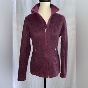 SPYDER heather plum fleece‎ lined full zip knit Jacket size small